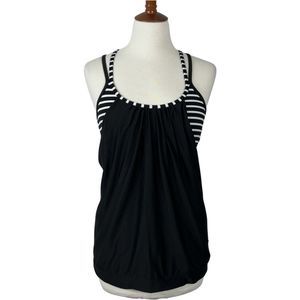 ATHLETA Hidden Agenda Tank Top with Built in Stripe Sports Bra Size Small